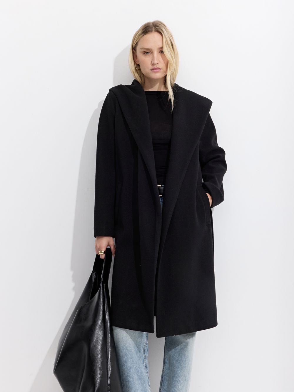 מעיל מעטפת עם חגורת קשירה