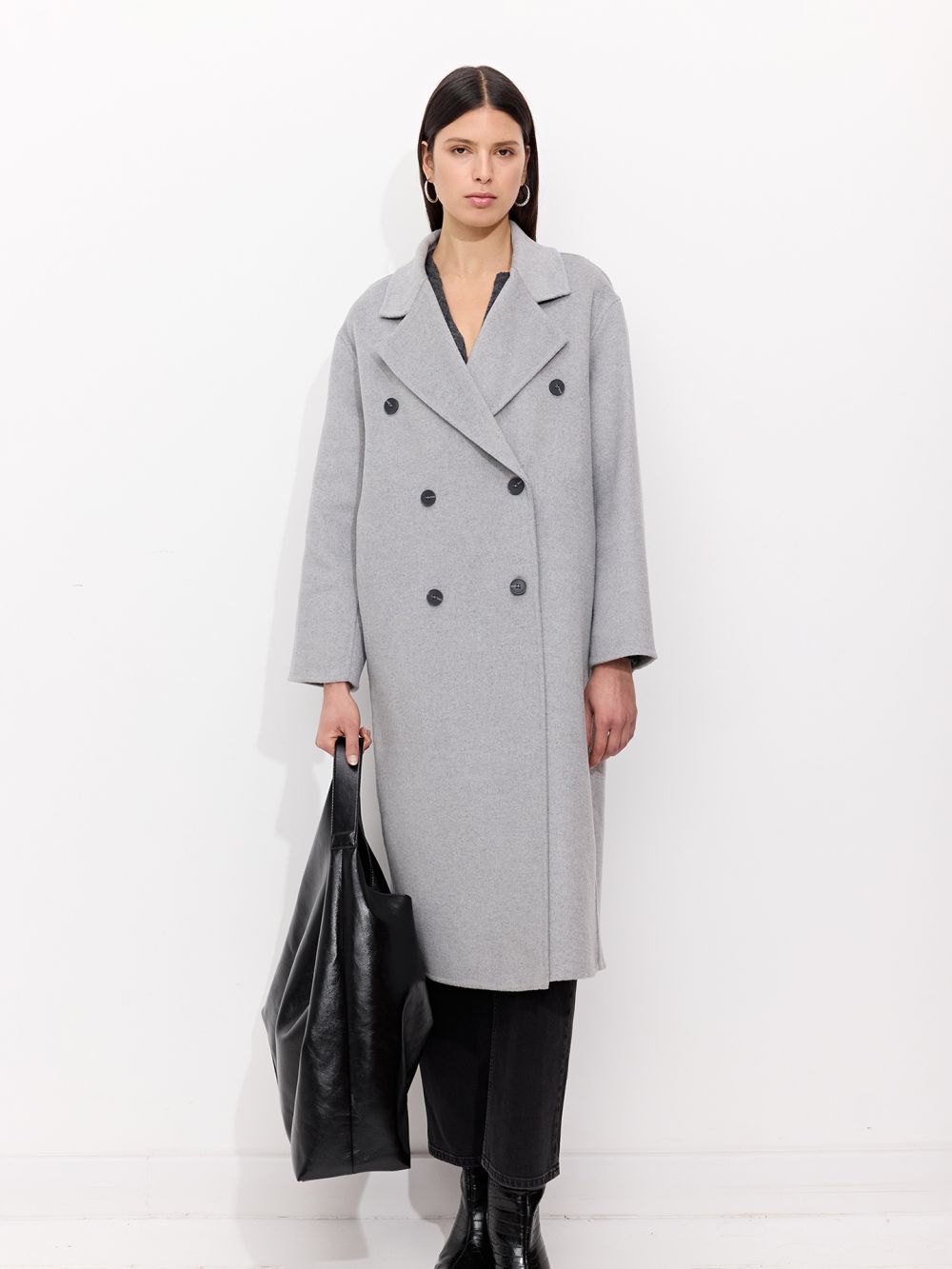 מעיל אוברסייז במראה צמר