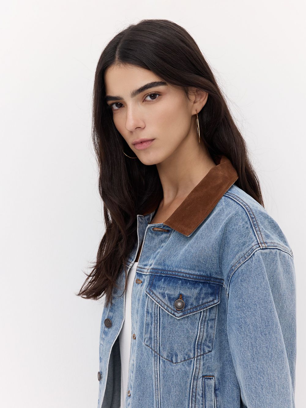 ז׳קט ג׳ינס צווארון קורדרוי