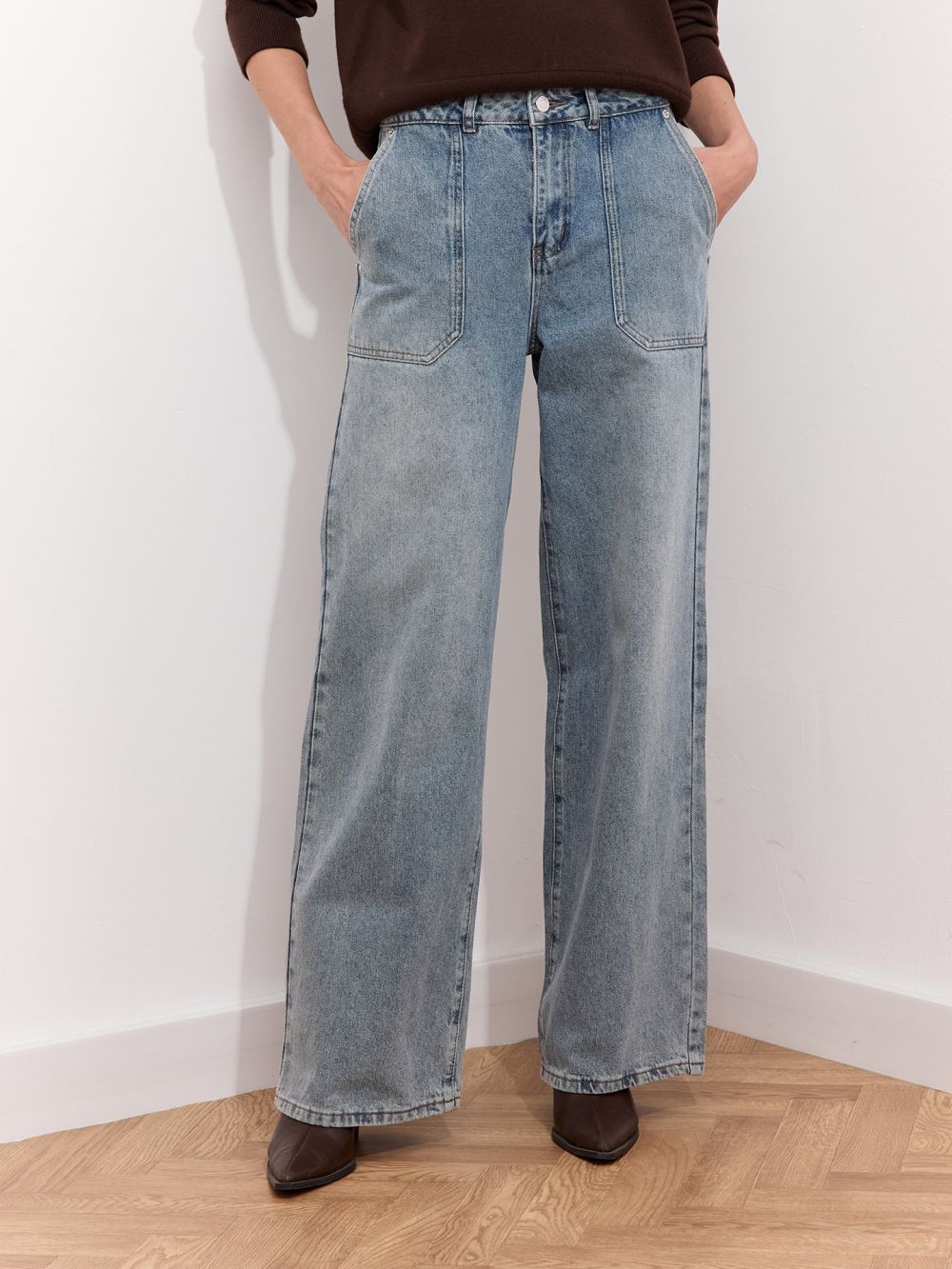 ג׳ינס בגזרה גבוהה WIDE-LEG