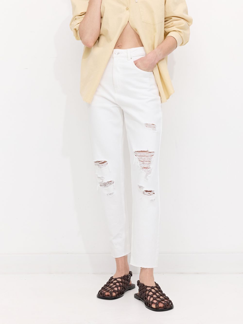 ג׳ינס MOM עם קרעים