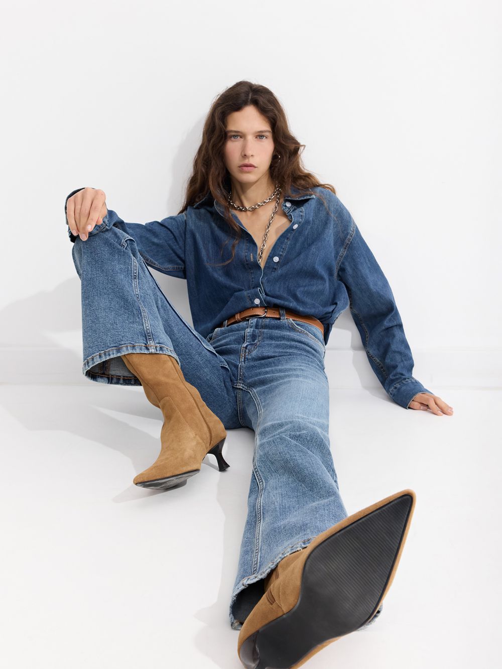 ג’ינס FLARE עם חגורה