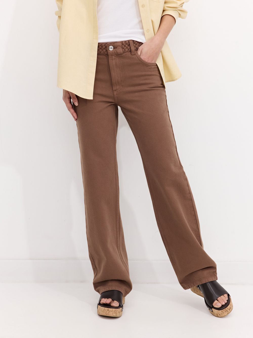 ג’ינס STRAIGHT חגורת מותן קלועה