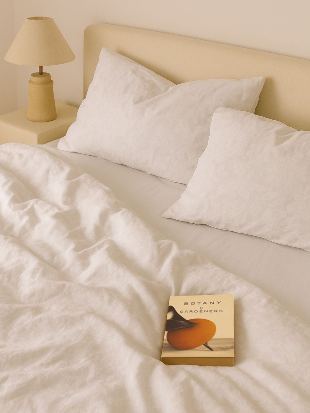 ציפית פרחים לבנים 50X70CM 220TC SATEEN