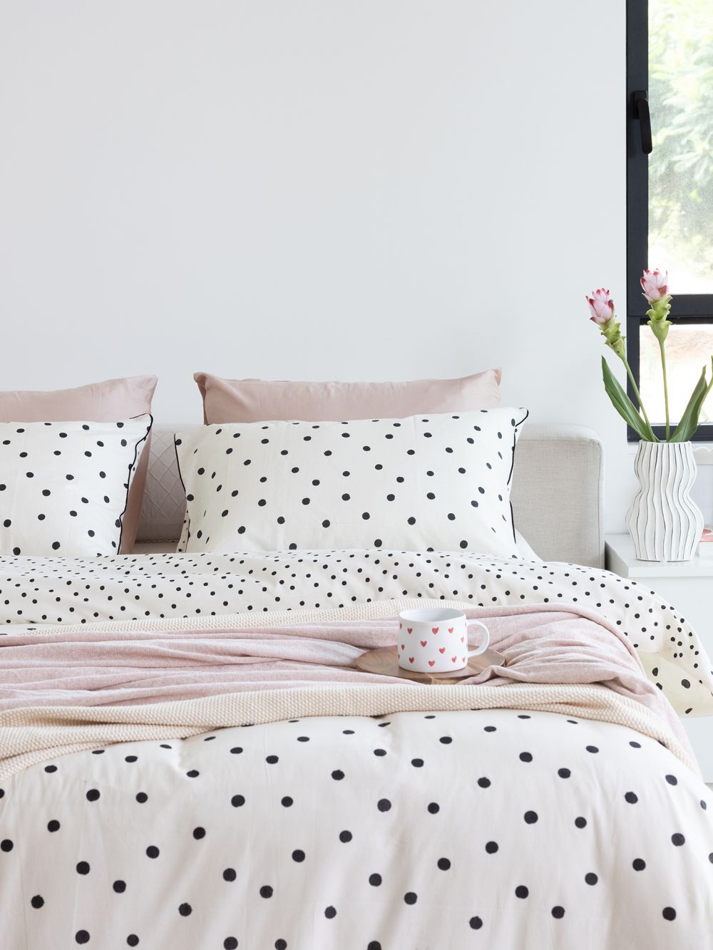 סט מצעים כותנה שיר נקודות 144 צפיפות