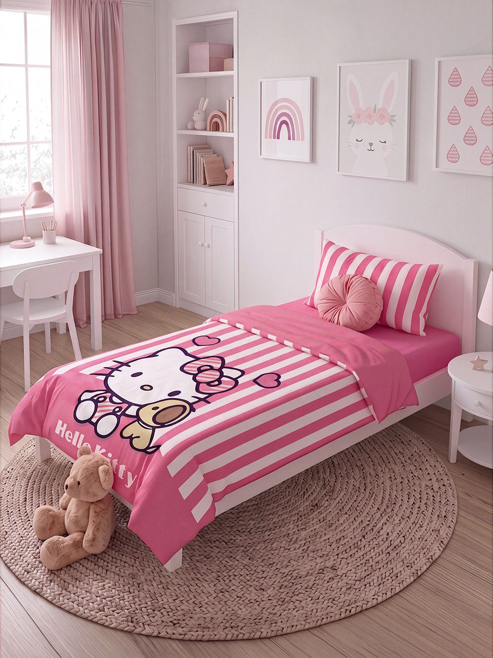 סט מצעים HELLO KITTY פסים 120X200CM