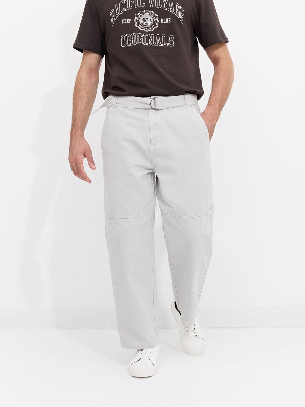 מכנסי קנבס עם חגורה