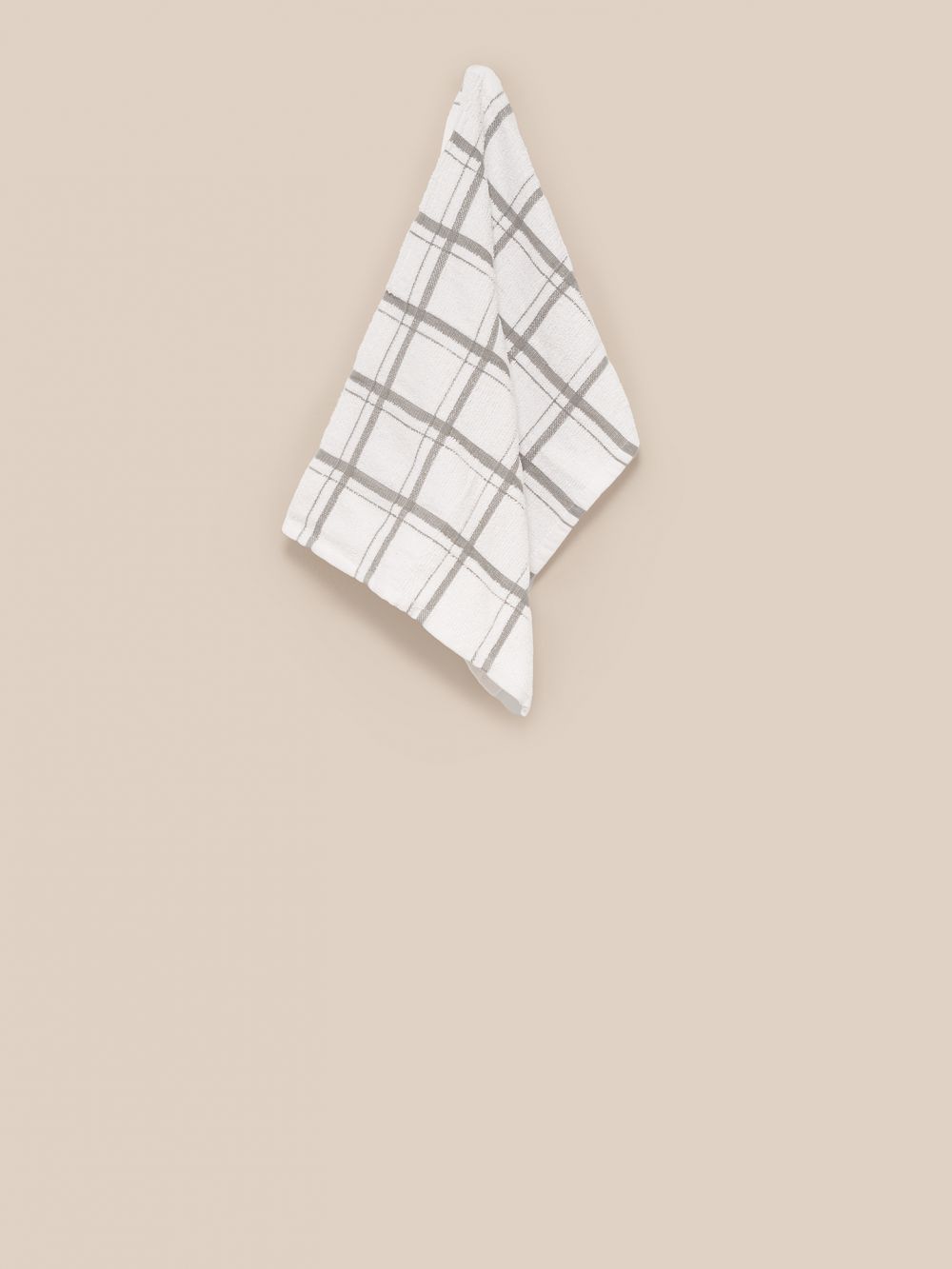 סט 3 מגבות מטבח 40X60CM משבצות אפור לבן