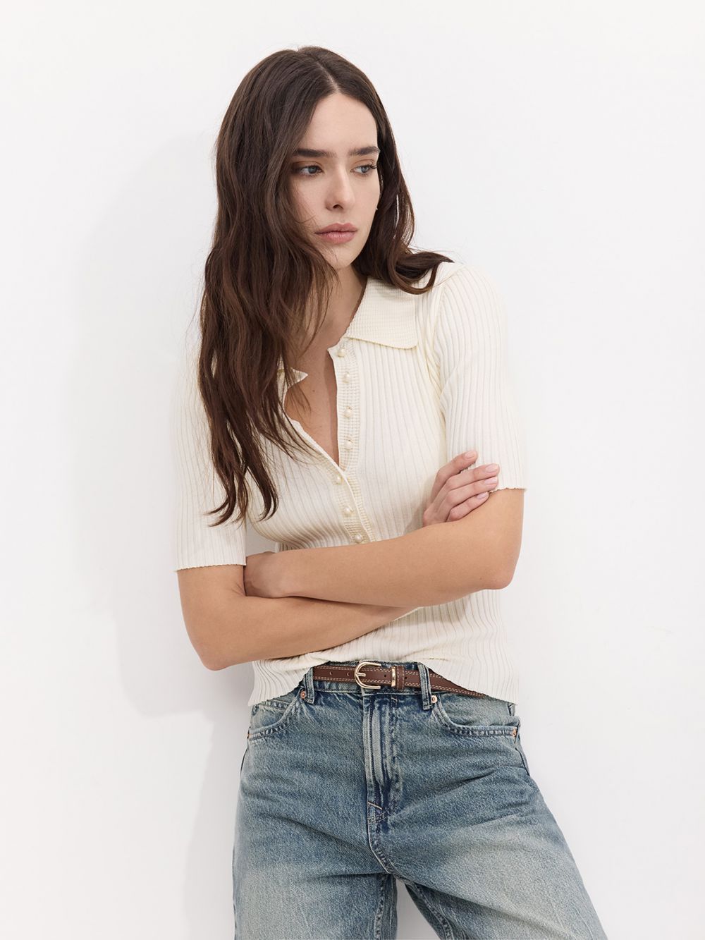 חולצת סריג שרוול קצר