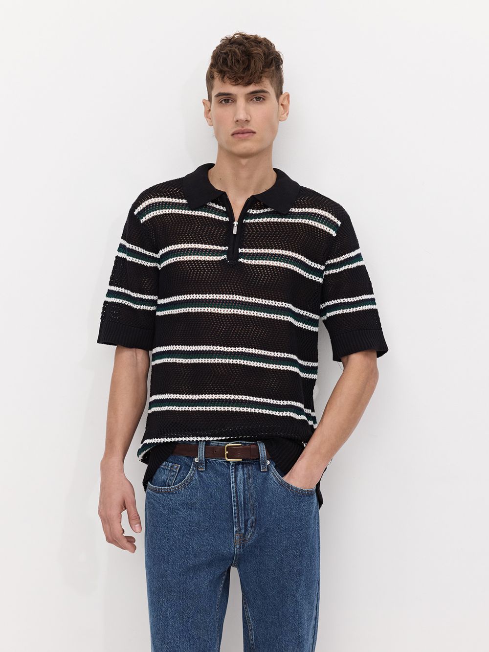 פולו סרוגה עם פסים