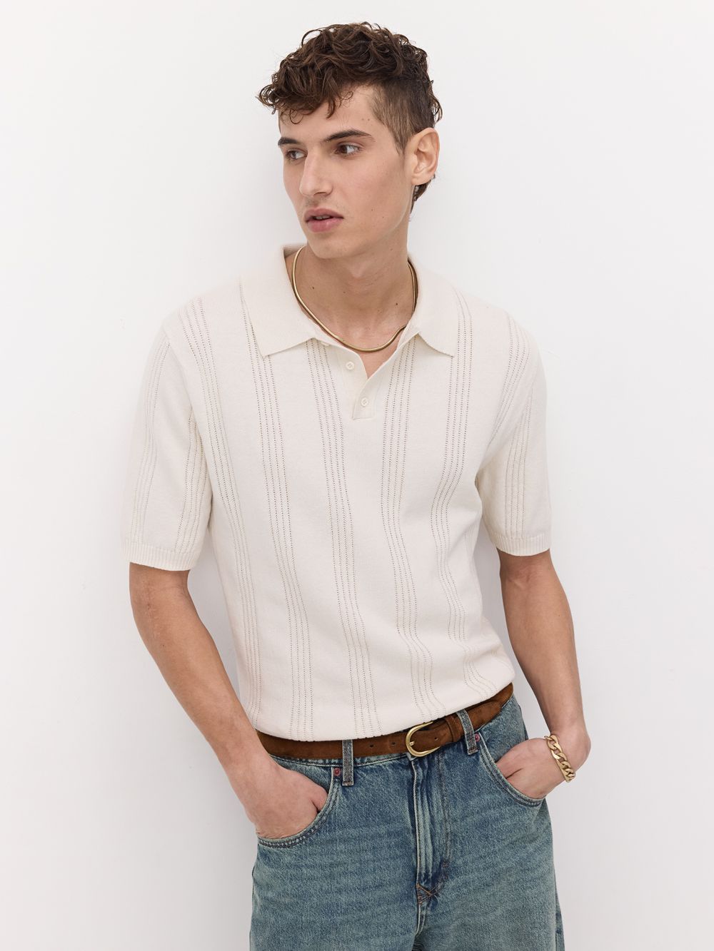 חולצת פולו סרוגה