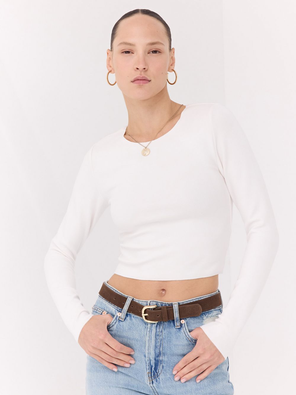 חולצת קרופ עם שרוול ארוך