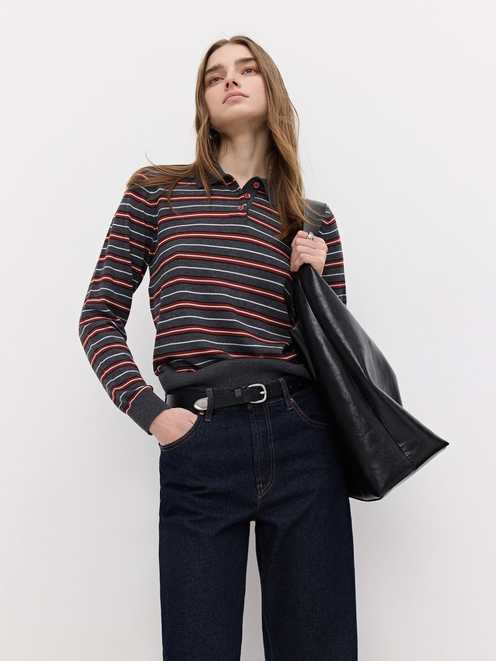 חולצת סריג עם צווארון פולו