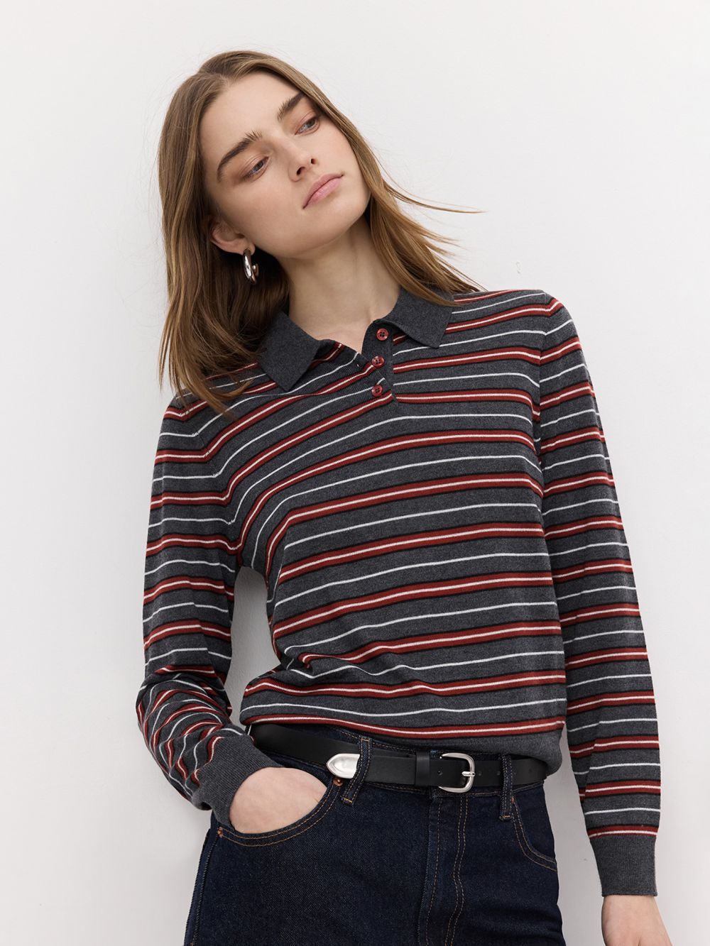 חולצת סריג עם צווארון פולו