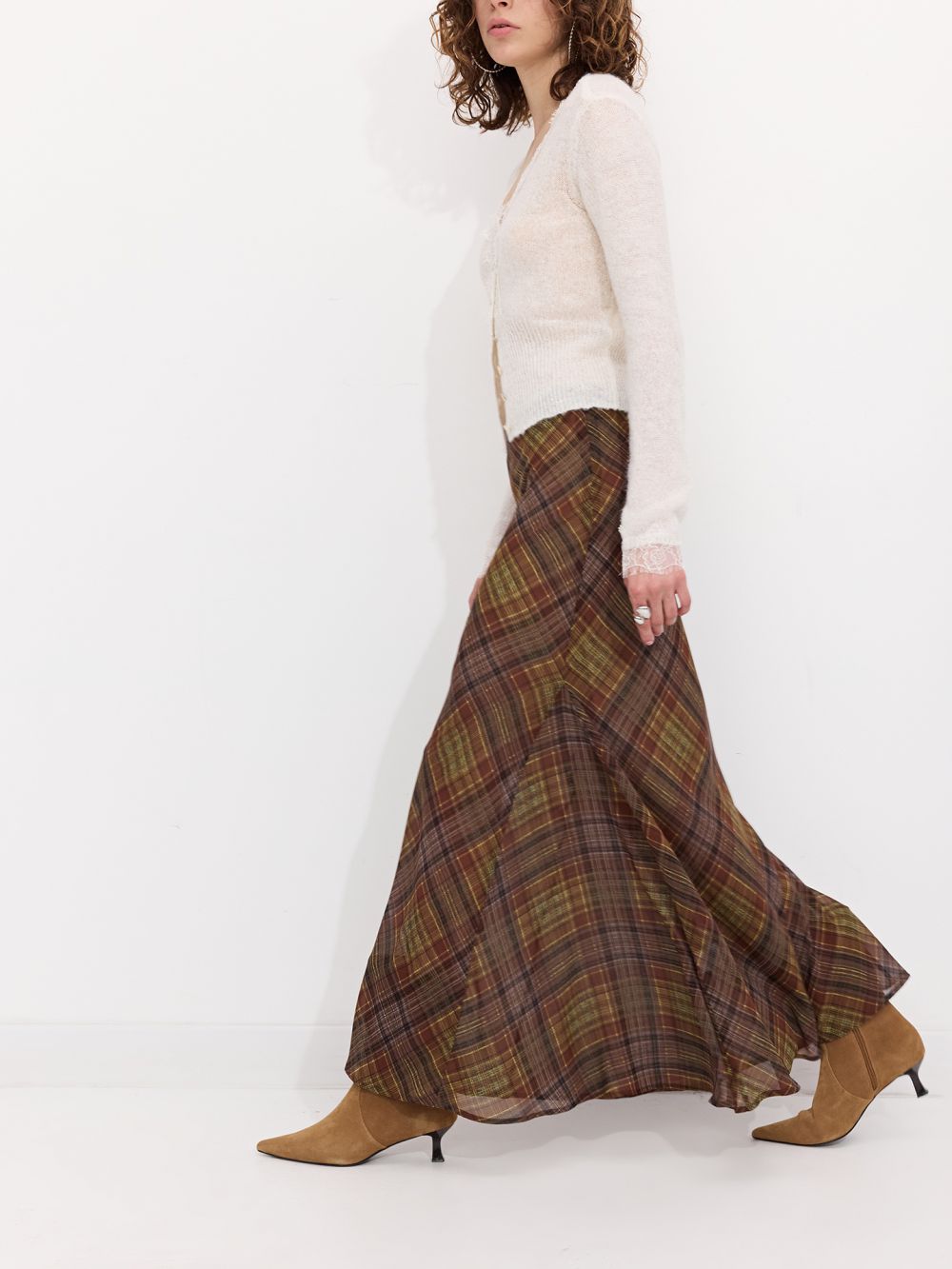 חצאית מקסי משובצת