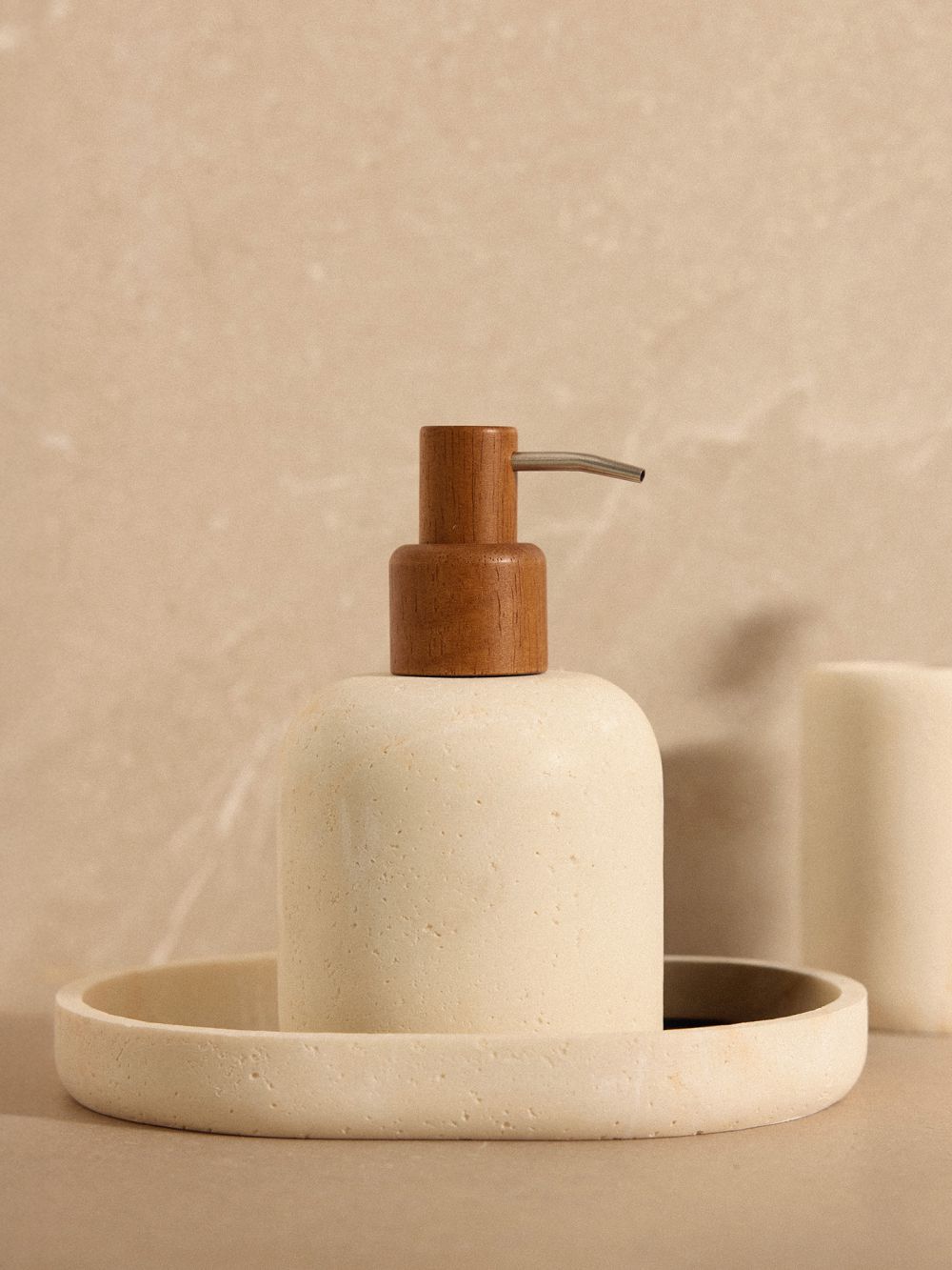 דיספנסר לסבון שילוב עץ יעל