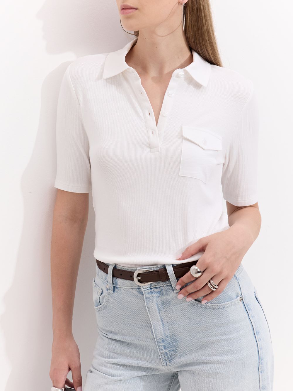 טי שירט פולו ריב עם כיס