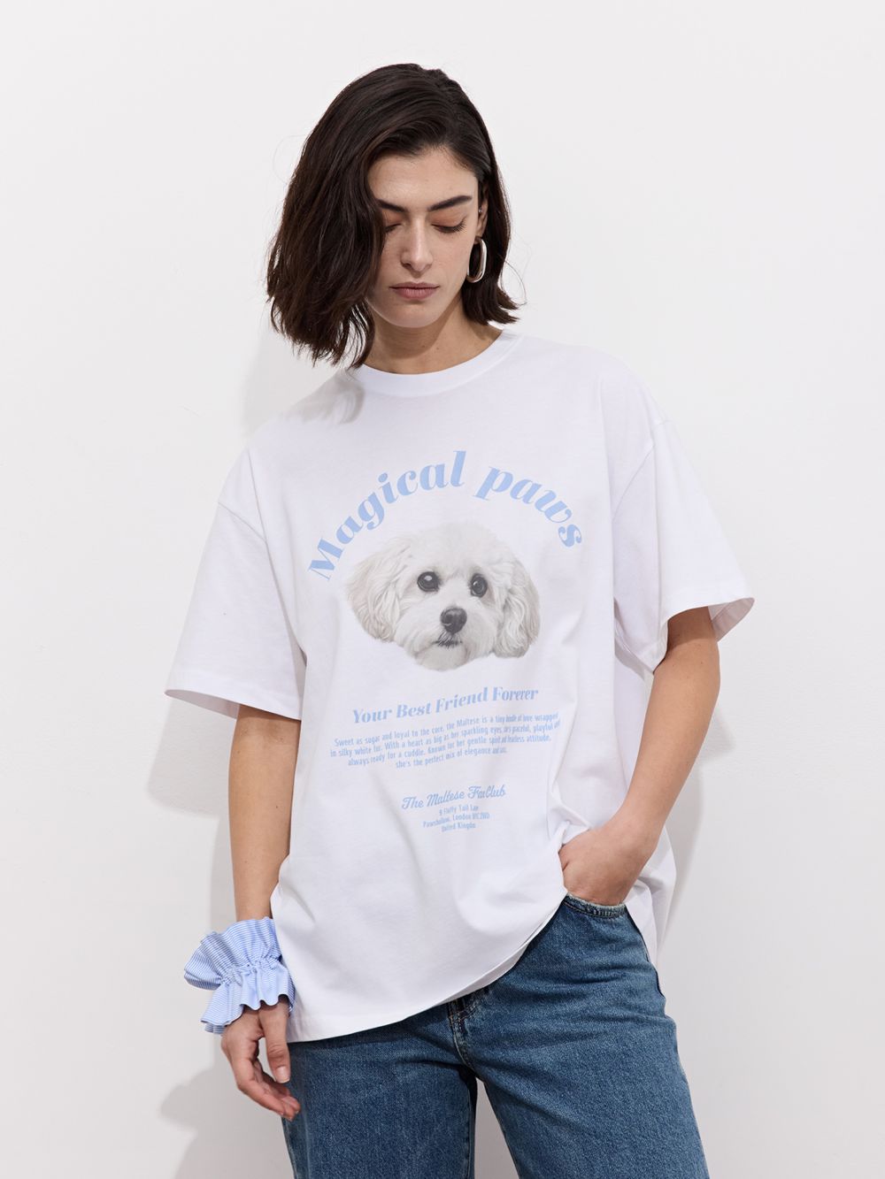 טי-שירט עם הדפס כלב