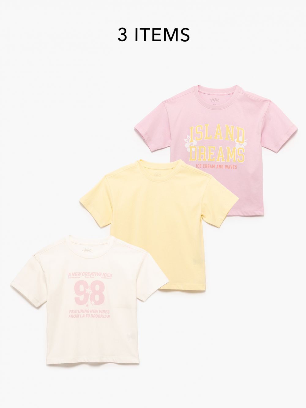 שלישיית טישרט מודפסות 4Y-10Y