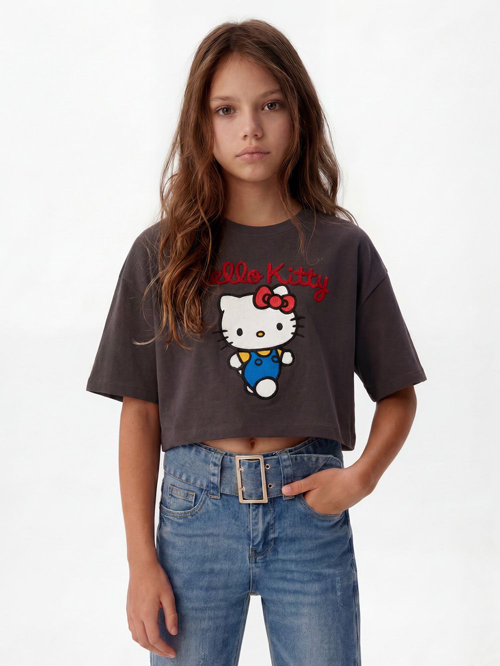 חולצת קרופ מודפסת Hello kitty