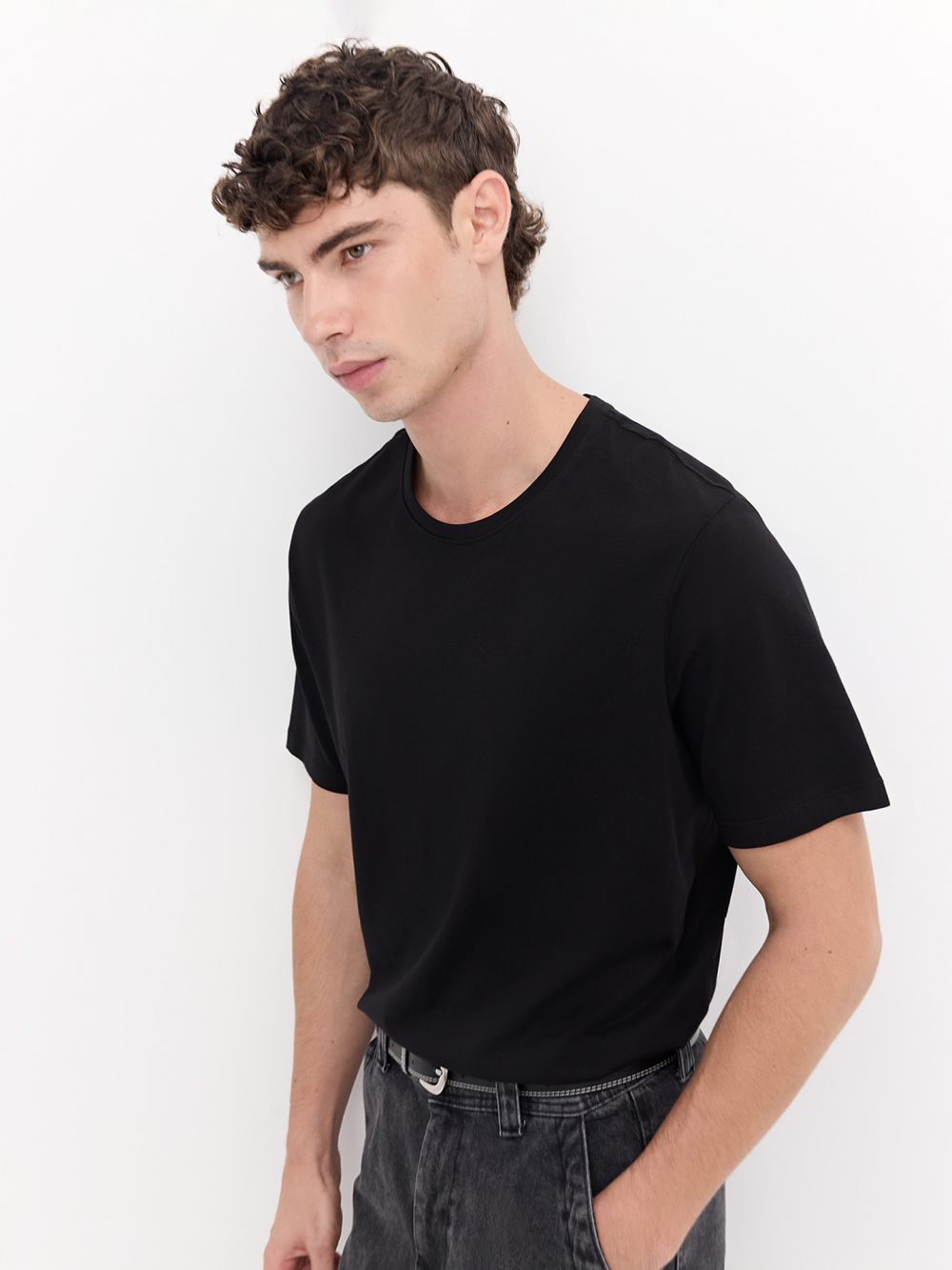 טי-שירט פימה חלקה Regular Fit