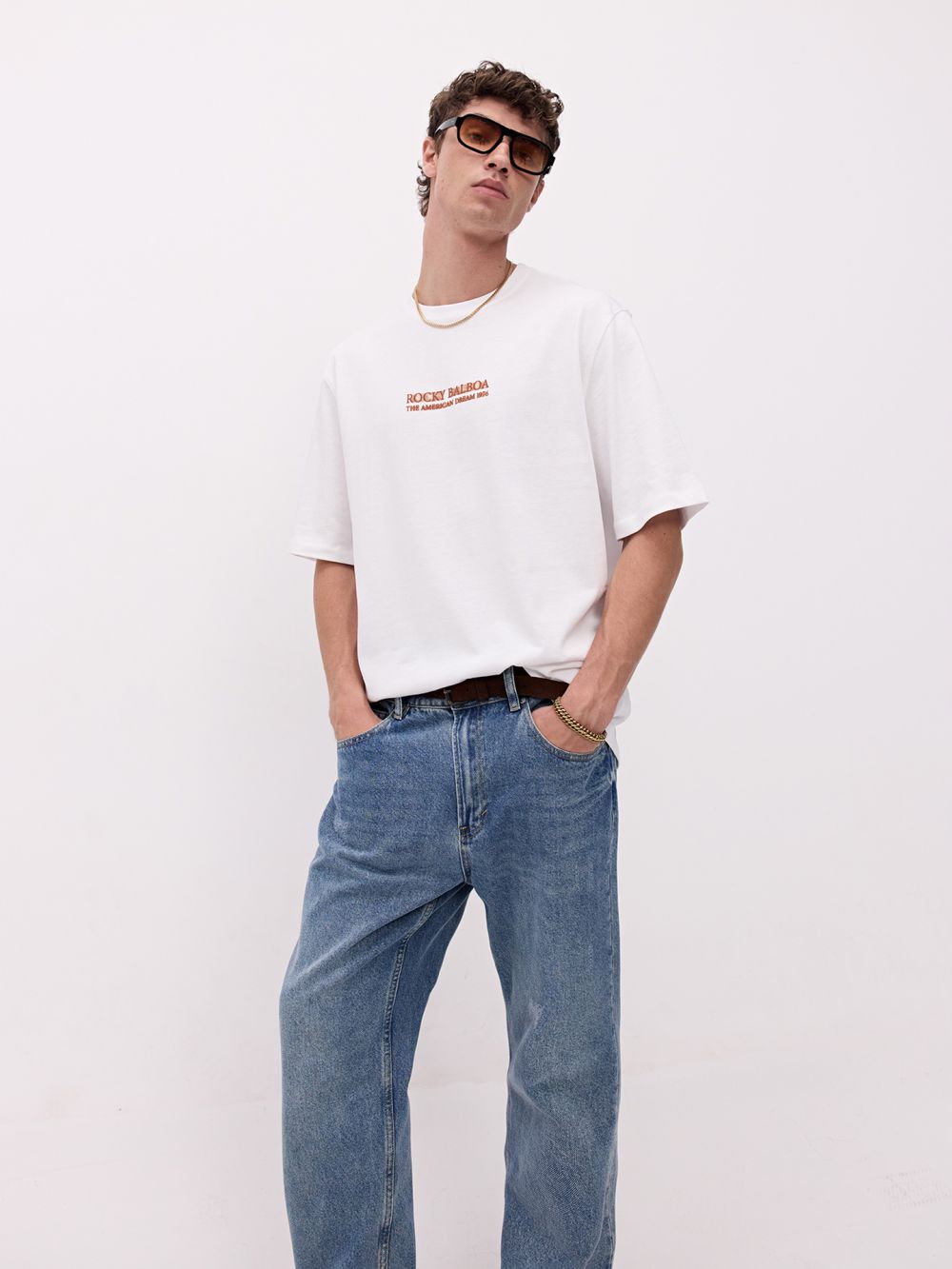 טי רוקי Relaxed fit שטופה