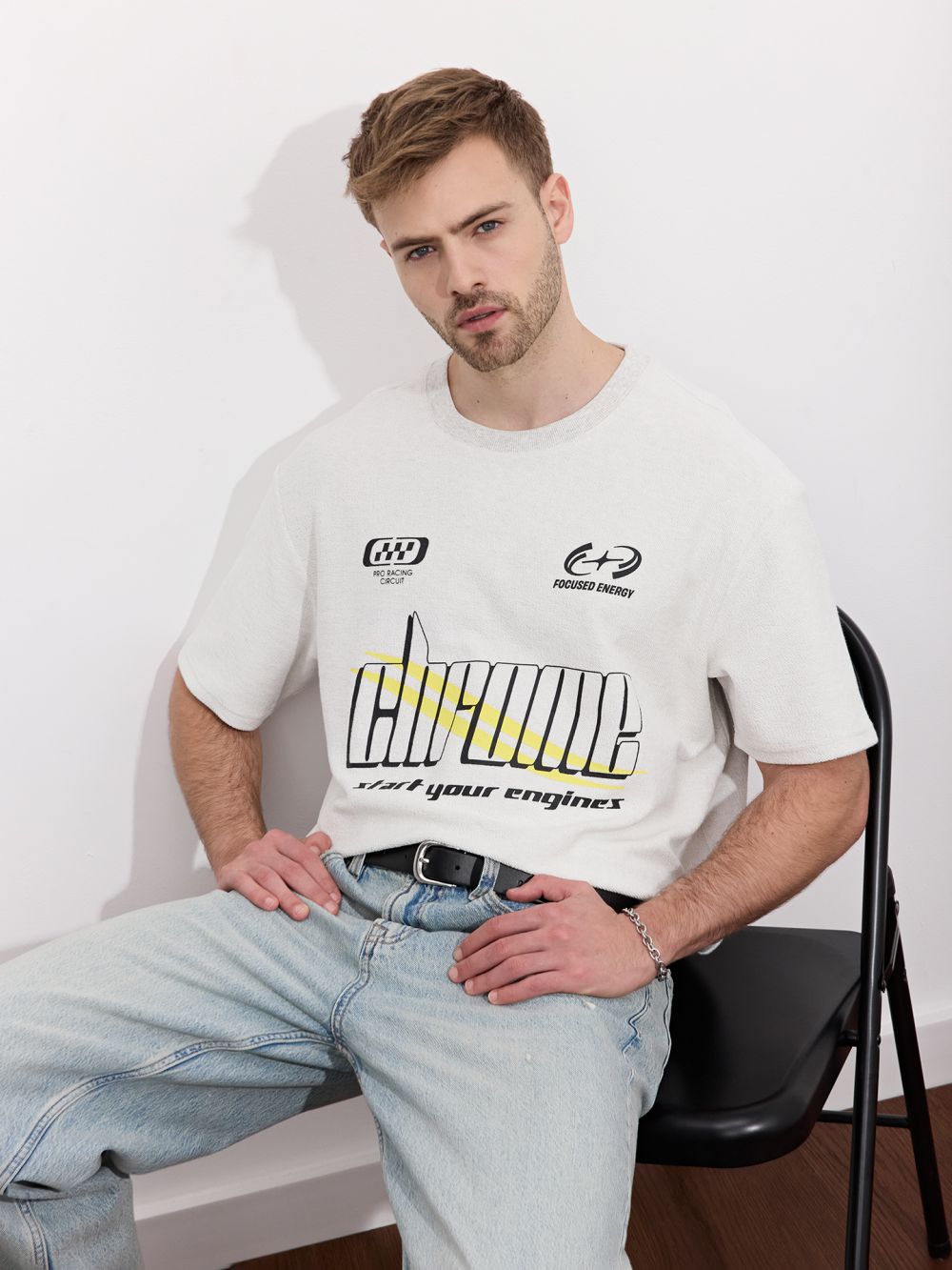 חולצת פרנץ׳ טרי הפוך עם הדפס