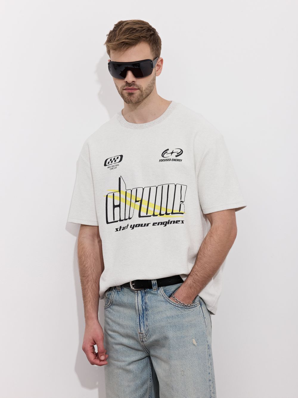 חולצת פרנץ׳ טרי הפוך עם הדפס