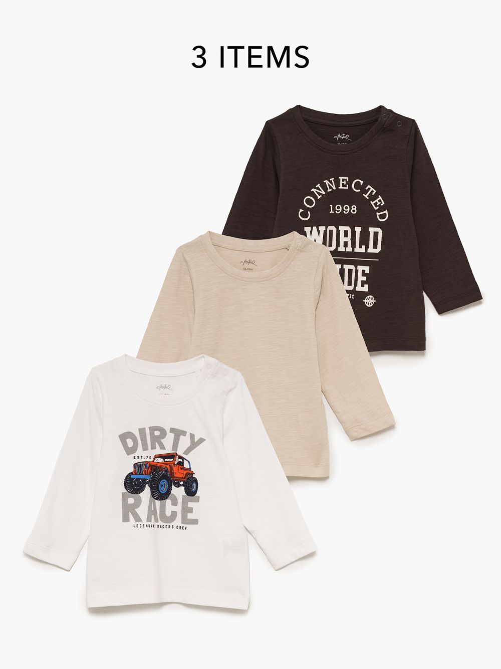 מארז שלישיית חולצות ארוכות 6M-4Y