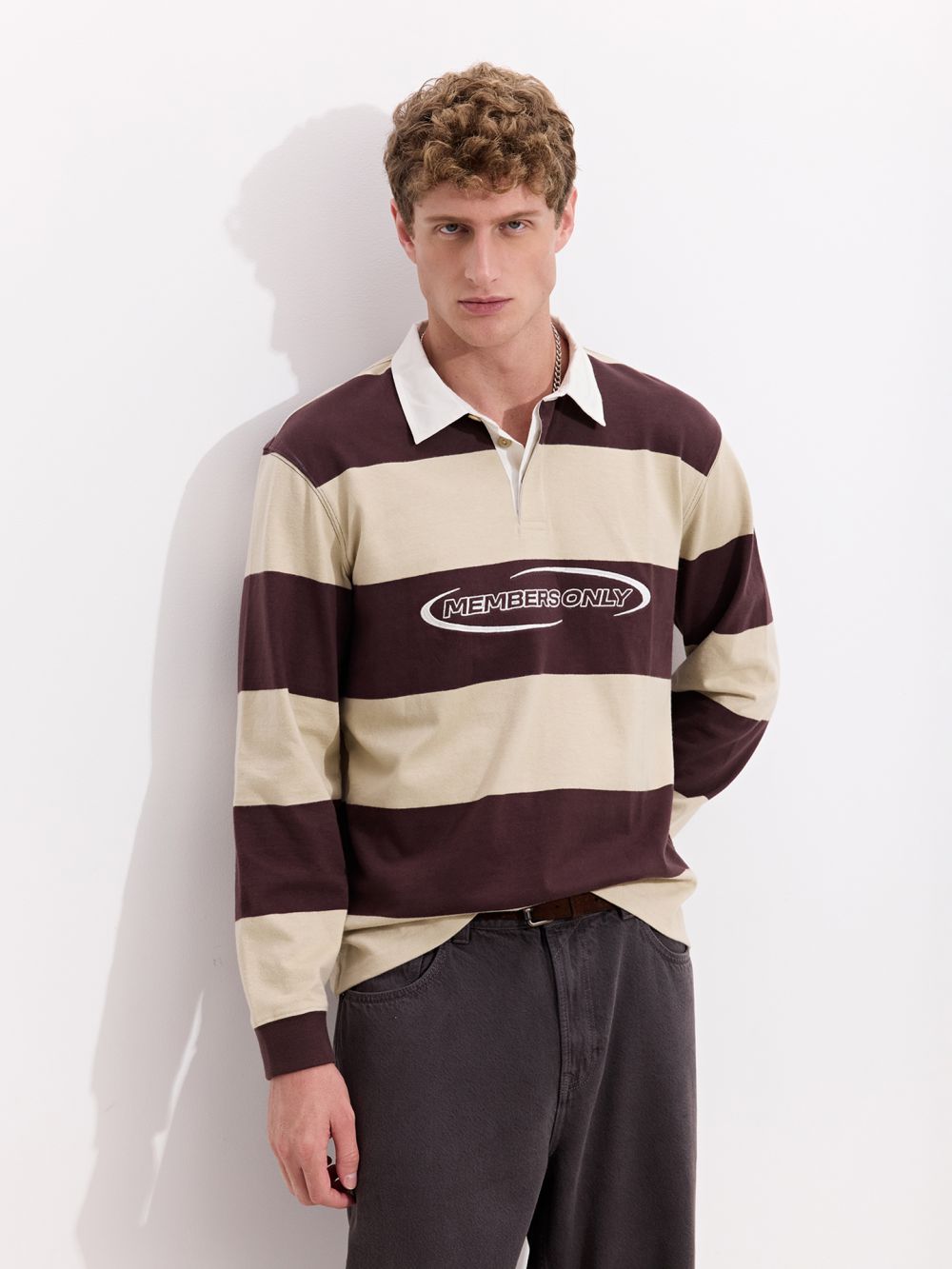 חולצת פולו פסים ארוכה