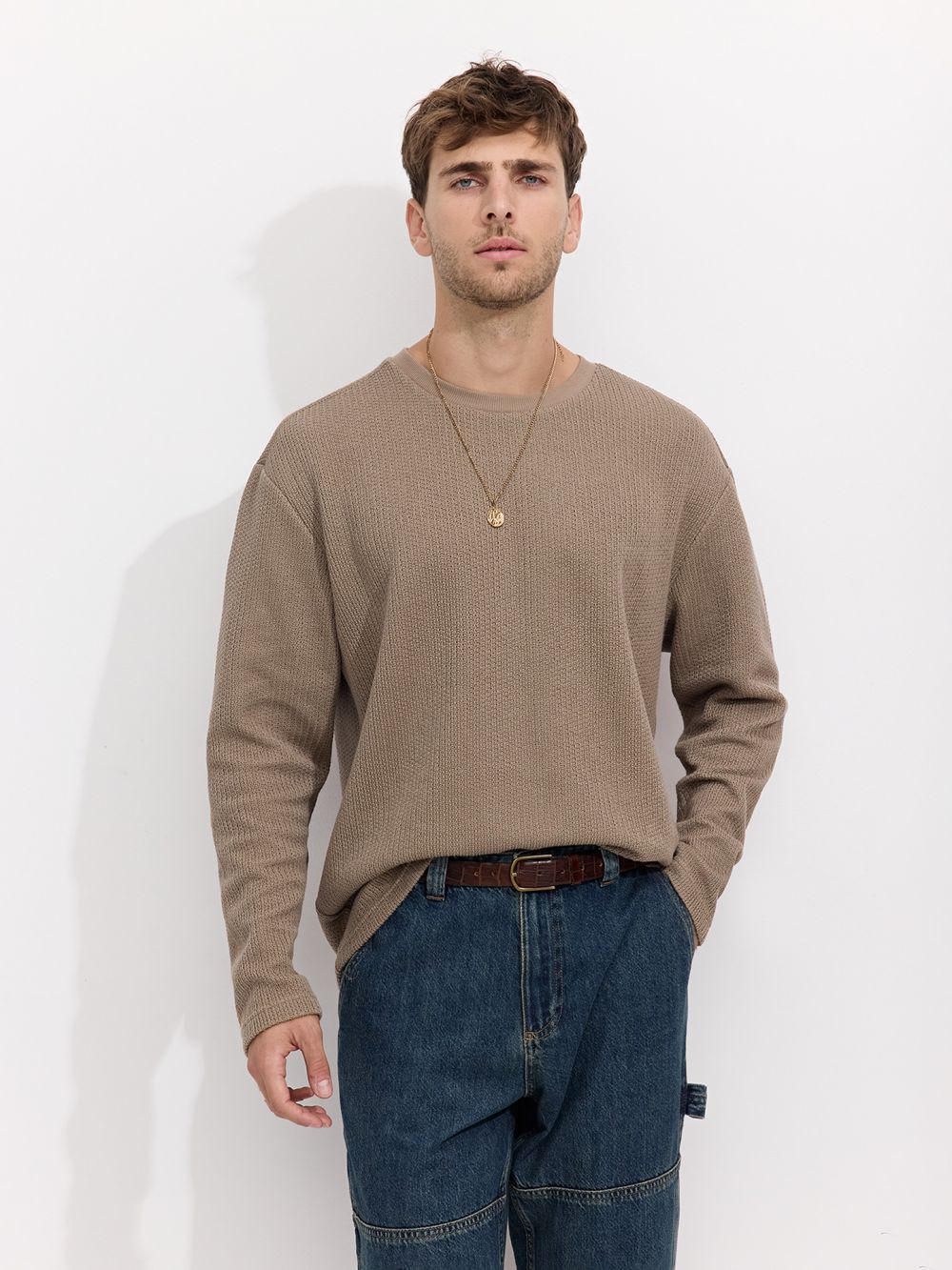 חולצת טקסטורה ארוכה