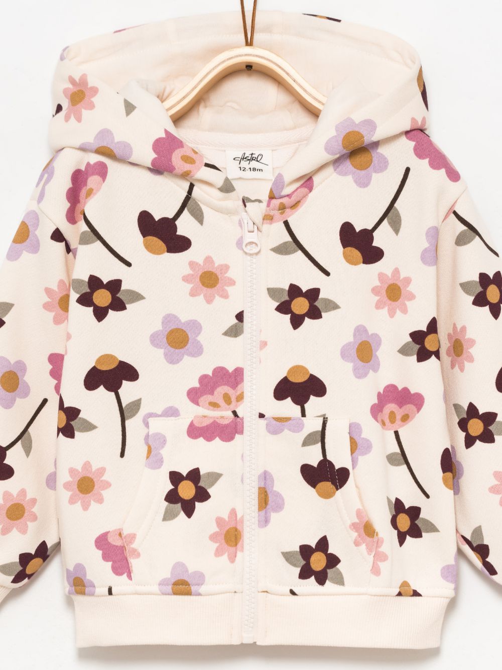 סווטשירט מודפס עם רוכסן