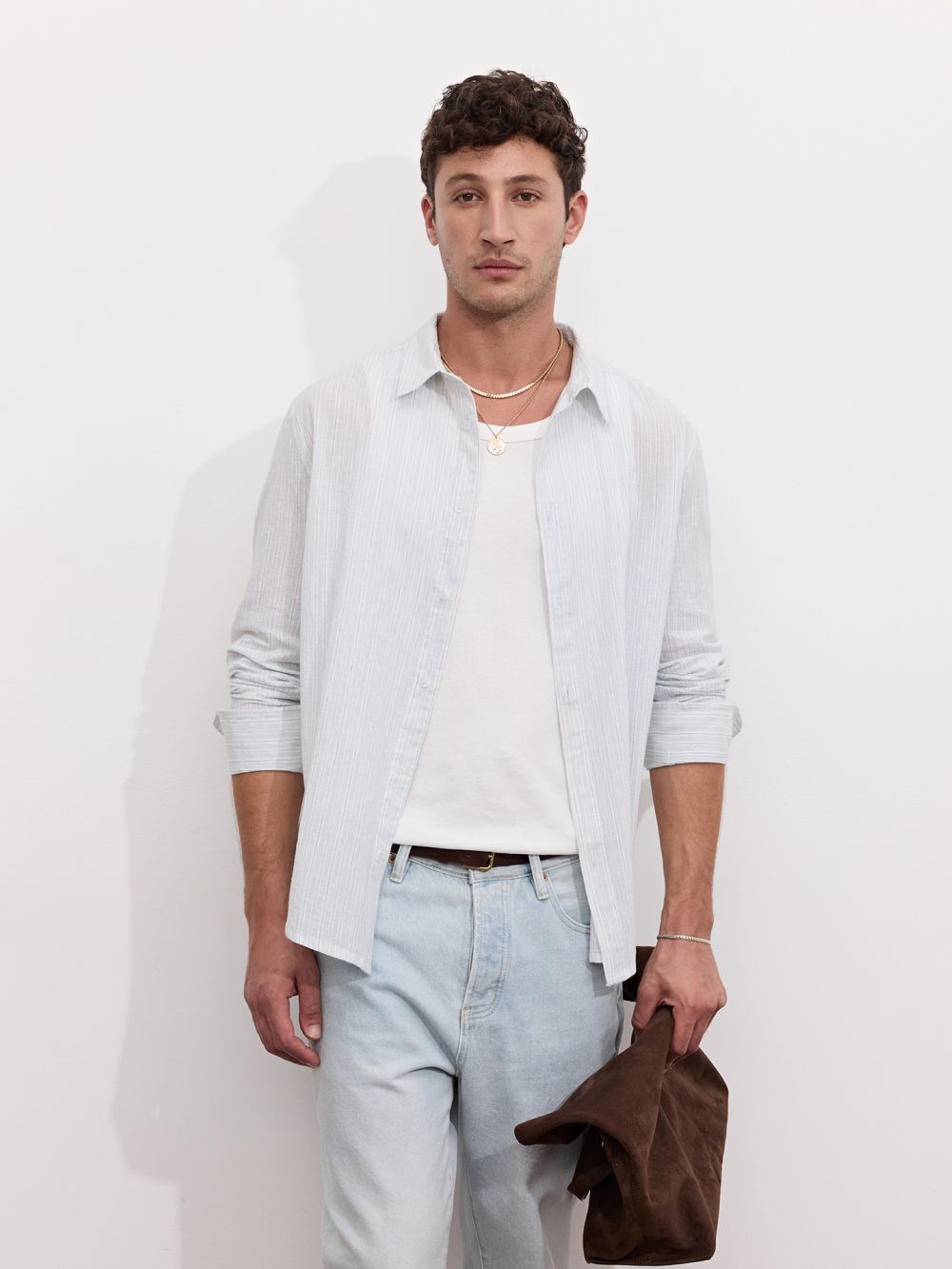 חולצה מכופתרת בטקסטורת פסים