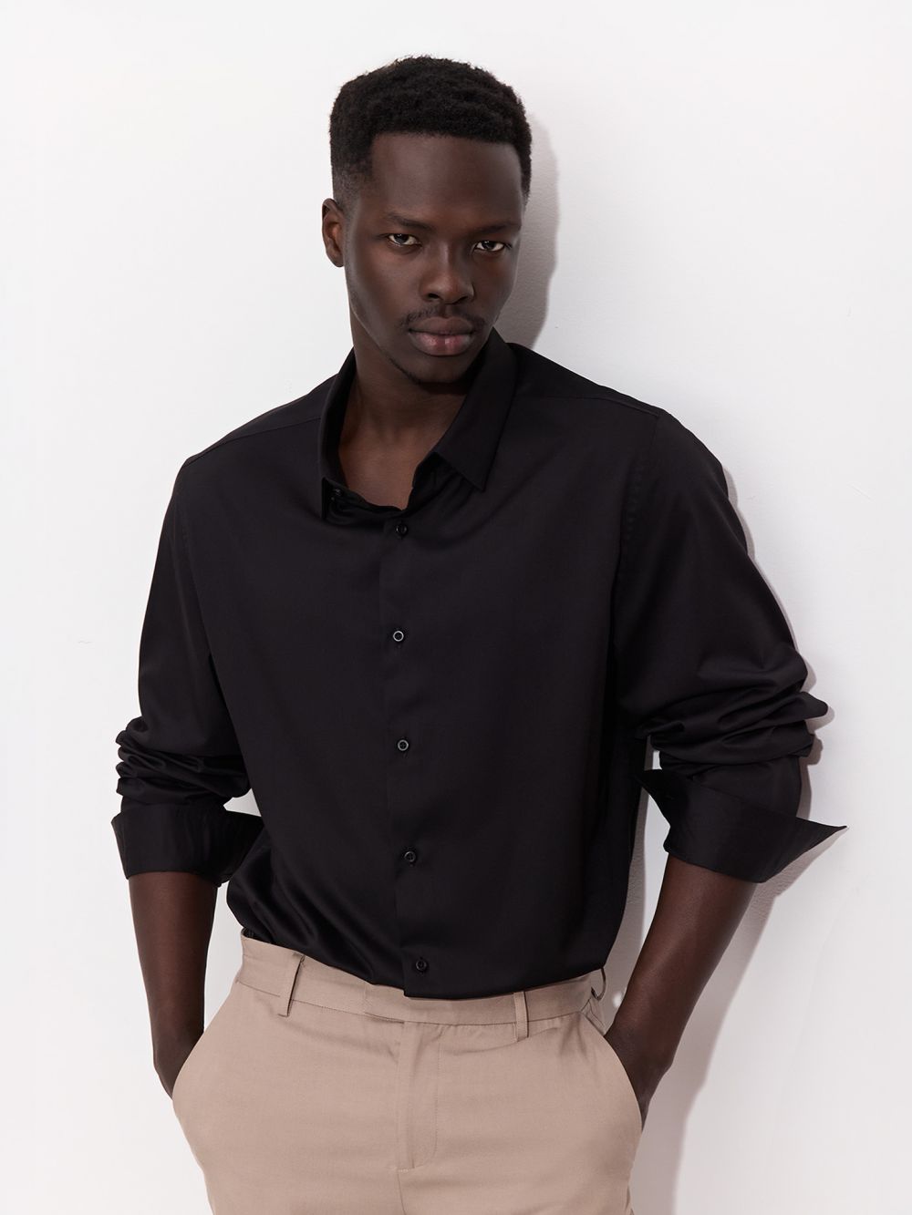 חולצה מכופתרת שרוול ארוך