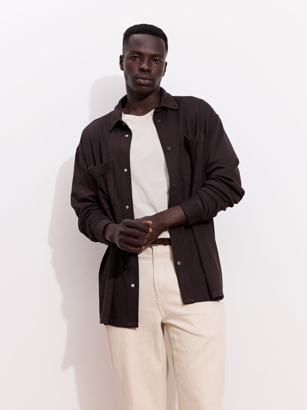 חולצה מכופתרת סרוגה