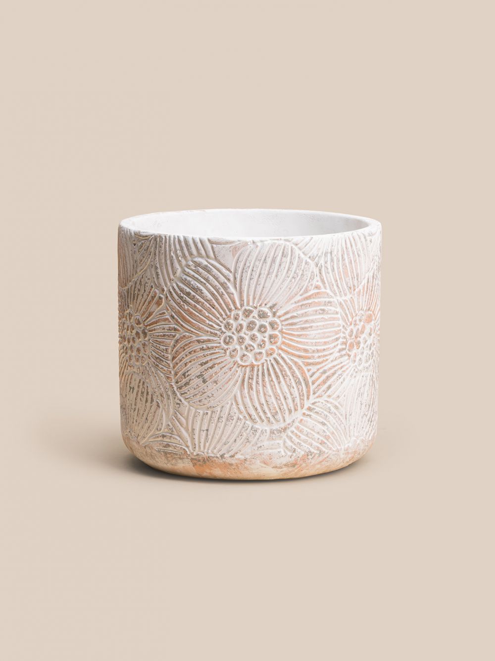 כלי לעציץ חריטה פרחונית 24.5CM