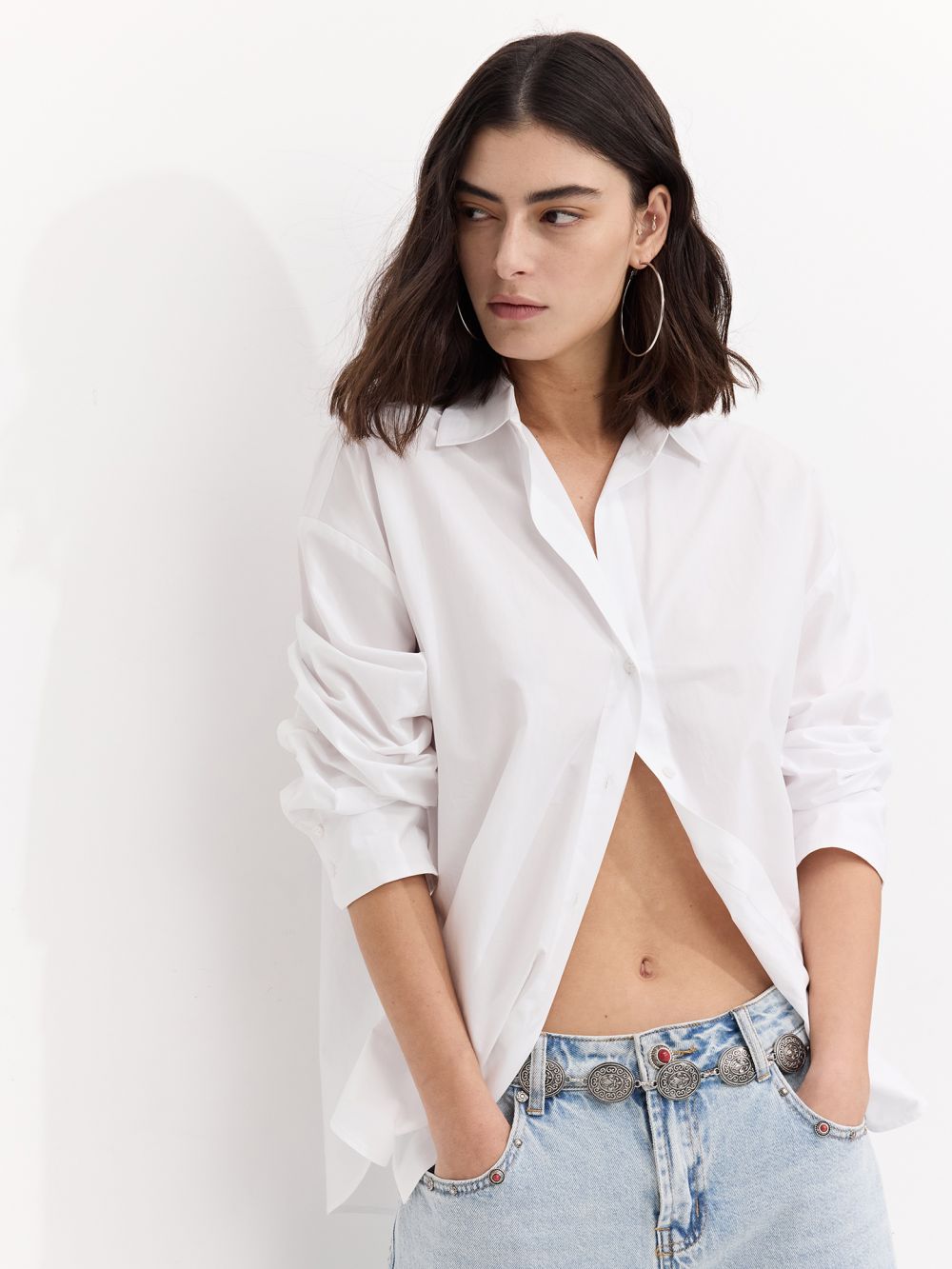 חולצה מכופתרת פופלין