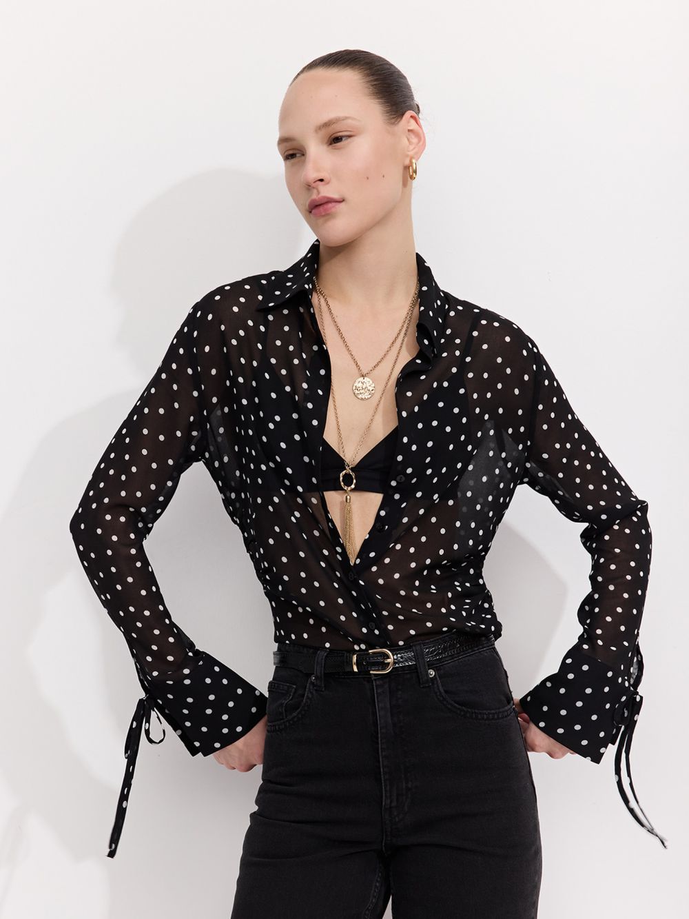 חולצת שיפון מודפסת