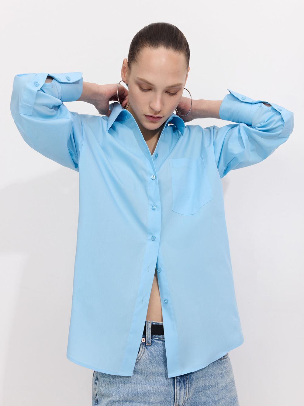 חולצת פופלין מכופתרת