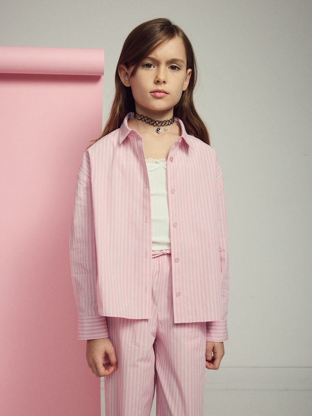 מכופתרת פסים ארוכה