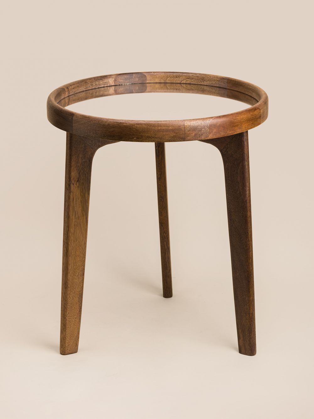 שולחן צד עץ מנגו ומראה