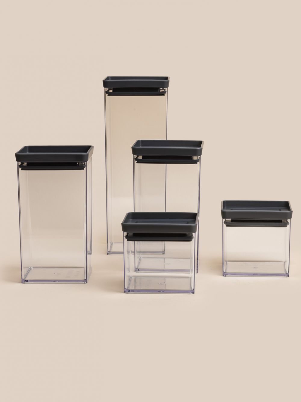 סט 5 קופסאות אחסון שקופות בגדלים משתנים