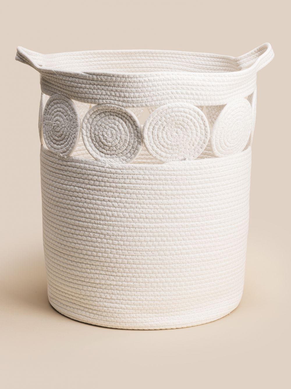 סל כותנה לבן עיגולים 43X51CM