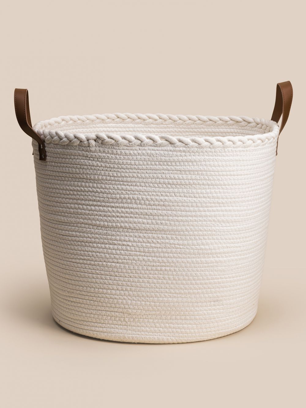 סל כותנה לבן עם ידיות 46X46X40CM