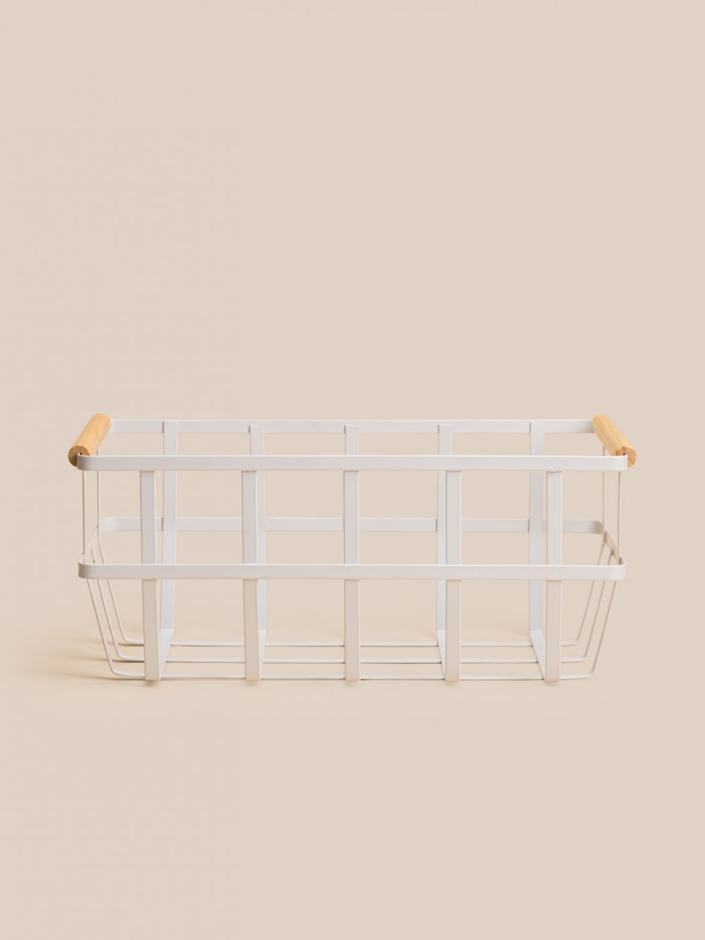סלסלת מתכת עם ידיות עץ 36X22X15.5CM