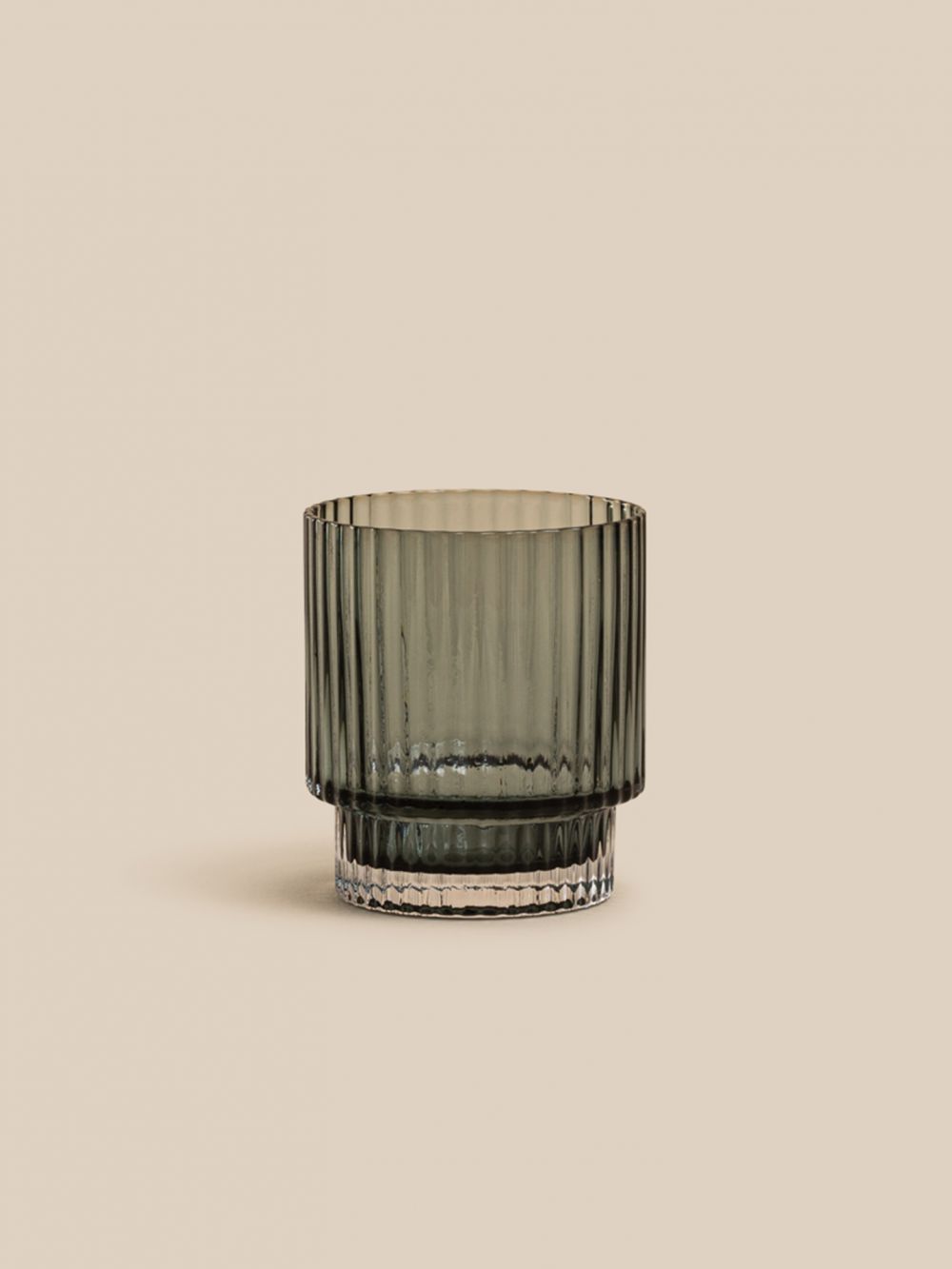 כוס זכוכית אפורה עבודת יד