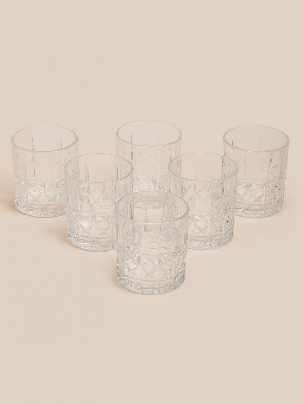 סט 6 כוסות שתיה חריפה מזכוכית עם חריטה 300ml