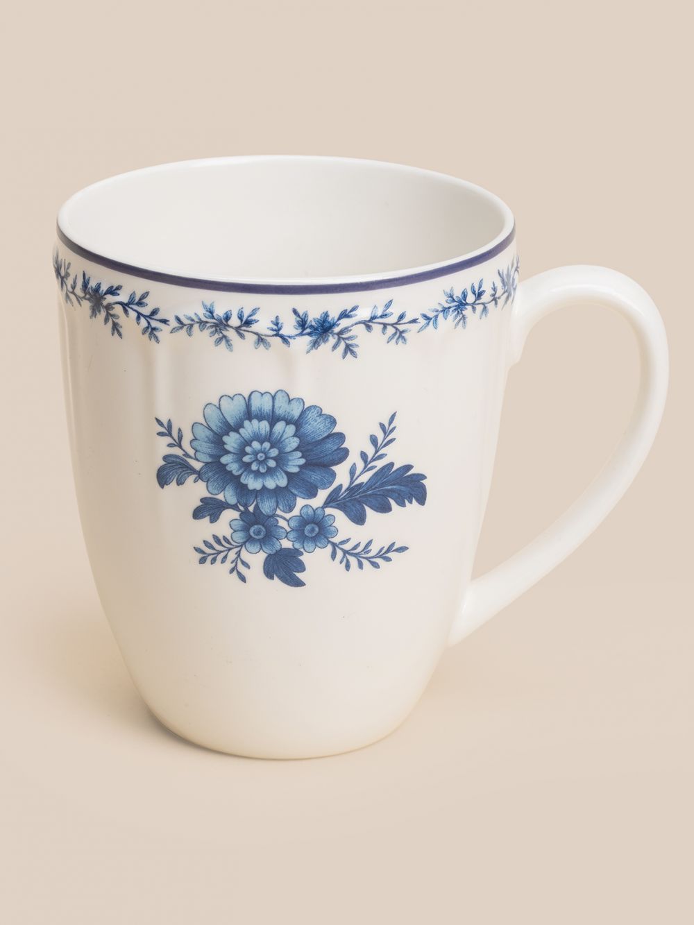 ספל שתיה חמה פרחים כחולים וינטג 380ML