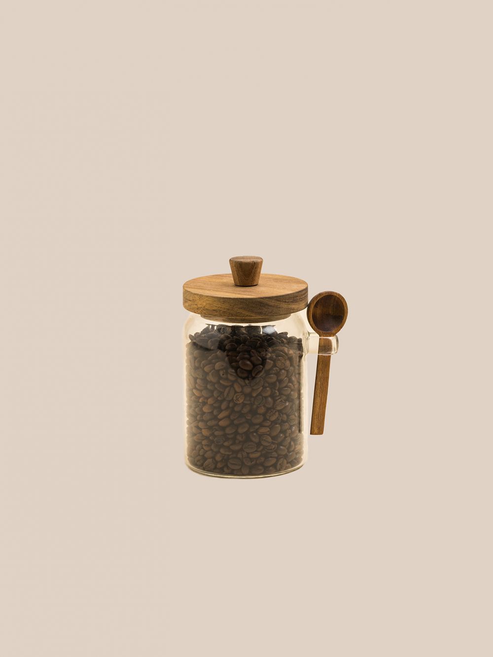 צנצנת מכסה עץ עם כפית 550 מ”ל