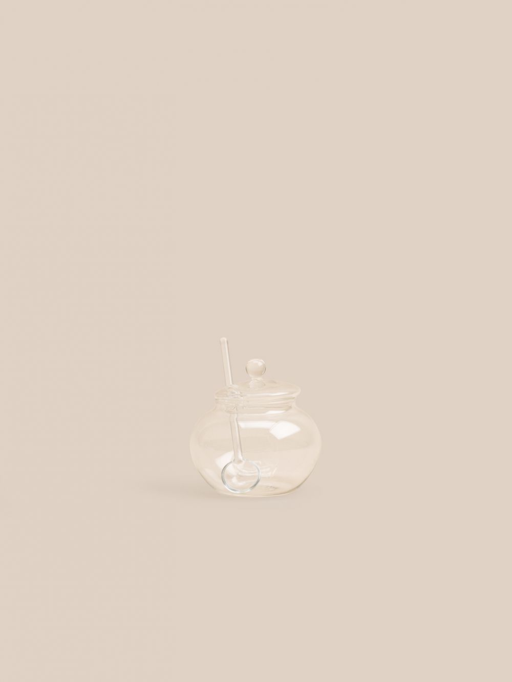 כלי לדבש מזכוכית עם כפית